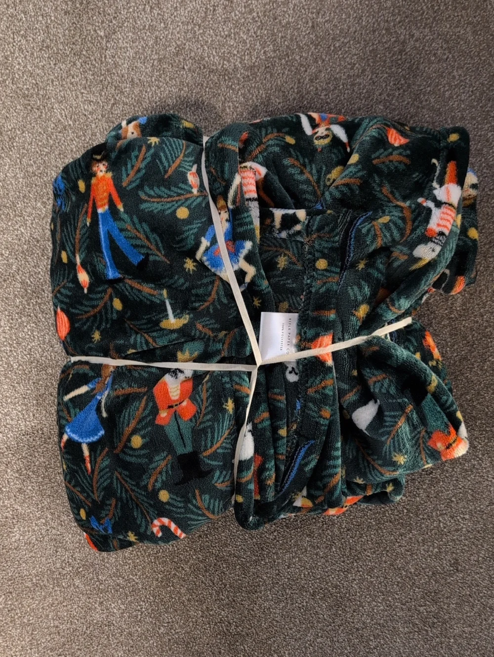 NWT Rifle Paper Co. Green Nutcracker Fleece Holiday Throw